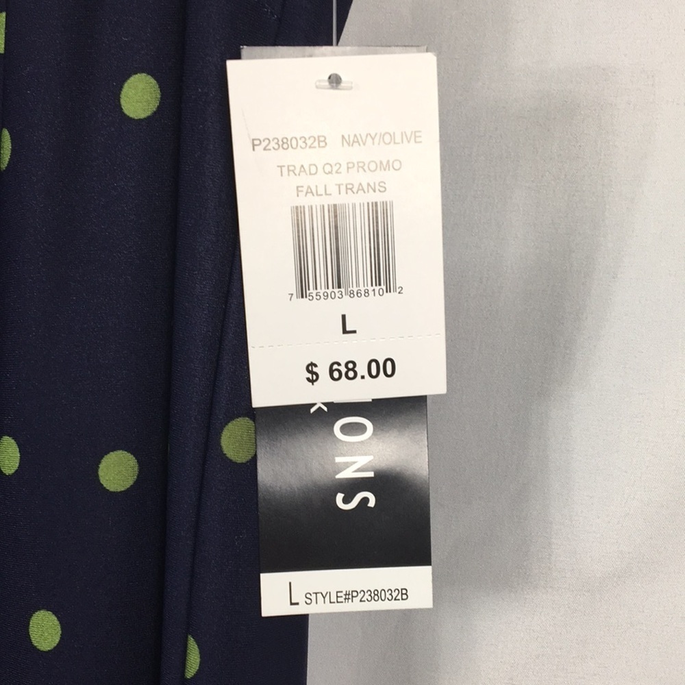 Perceptions New York Midi Sleeveless Navy Blue and Olive Dress Size L Like-NEW - Picture 3 of 10